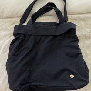 lululemon athletica Black Fold-Top Tote with Shoulder Strap